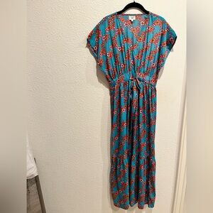 Floral Maxi Dress in Turquoise and Red